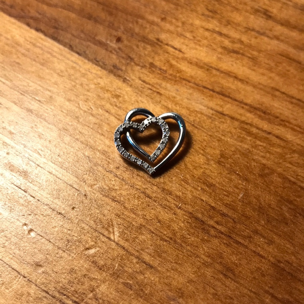 Double heart silver necklace